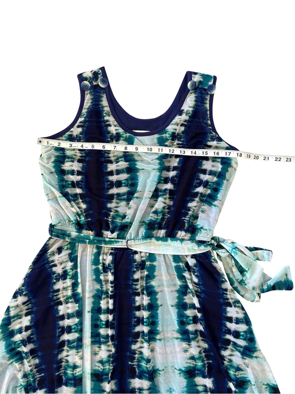 SOHO Apparel Blue Tie Dye Sleeveless Midi Dress Large - Picture 9 of 10